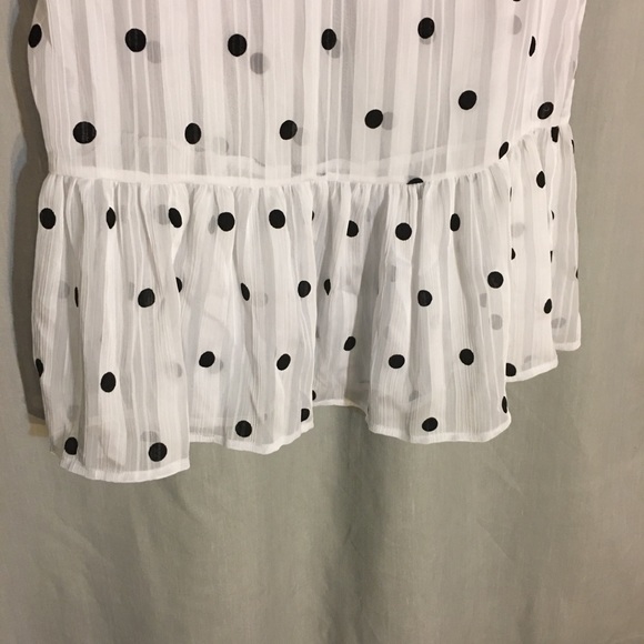 Charming Charlie White Polka Dot Peplum Top Size M - Picture 5 of 8